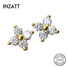 INZATT Real 925 Sterling Silver Tiny Zircon Stud Earrings For Charming Women Cute Fine Fashion Jewelry 2019 Accessories Gift 2024 - buy cheap