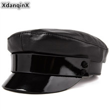 XdanqinX Genuine Leather Hat Autumn Women's Army Military Hats Elegant Sheepskin Flat Cap For Ladies Trend Brand Female Caps New 2024 - buy cheap