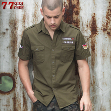 Mens Shirts Plus Size 6XL Army Military Tactical badge Shirt Men 100%Cotton 2020 Male Casual Fitness Cargo Shirts Chemise Homme 2024 - buy cheap