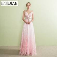 Designer A Line Backless Spaghetti Strap Formal Prom Party Dress Pink Lace Evening Dresses Vestido de festa 2024 - buy cheap