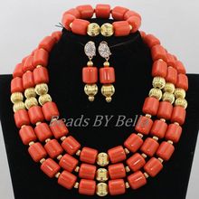 Traditional Nigerian Wedding Artificial Coral Beads Bridal Jewelry Sets African Beads Jewelry Necklace Set Free Shipping ABF901 2024 - buy cheap