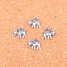 Colgante de elefantes de doble cara Chapado en plata antigua 120 Uds. Accesorios hechos a mano 13*12mm 2024 - compra barato