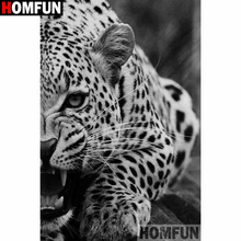 HOMFUN-pintura de diamante 5D DIY "Animal leopard", bordado de diamantes de imitación cuadrados o redondos, estilo punto de cruz 3D, decoración del hogar, A20084 2024 - compra barato