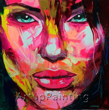 Palette knife Face Oil painting On Canvas Abstract Colourful portrait Francoise Nielly Acrylic Painting Large Red Pink Wall Art 2024 - buy cheap