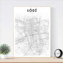 Poland City Map Lodz Poster Canvas Art Painting, Poland Lodz City Street Road Map Prints Modern Wall Picture For Home Decor 2024 - buy cheap