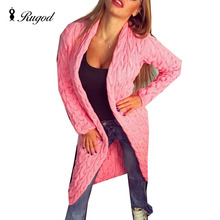 Rugod suéter feminino de malha, elegante, torcido, casaco feminino, manga comprida, liso, confortável, roupa de exterior 2024 - compre barato