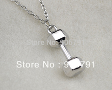 fashion beauty rhodium plated 10pcs a lot sport dumbbell chain necklace 2024 - buy cheap