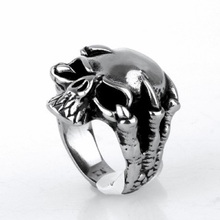 Anillo de motorista Punk para hombre, color plateado, acero inoxidable 316L, Calavera, demonio, esqueleto, garra 2024 - compra barato