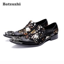 Batzuzhi Italian Model Men Shoes Fashion Black Leather Business Shoes Men Pointed Dragon Metal Tip Party, Prom zapatos de hombre 2024 - buy cheap