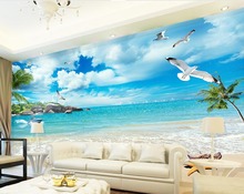 Non woven wallpaper Landscape wallpaper murals Beach landscape Mural 3d wallpaper 3d wall papers for TV backdrop 2024 - buy cheap