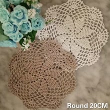 20CM Round Pastoral Vintage Crochet Lace Doily Christmas Table Coth Placemat Mantel Individual Tea Coffee Glass Coaster Cup Mat 2024 - buy cheap