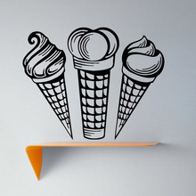 ZOOYOO Creative Three Ice Cream Wall Sticker Removable Art Vinyl Decals Kitchen Home Decor Kids Children Room Decoration 2024 - buy cheap