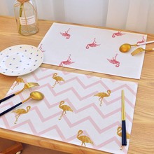Placemats Feather Flamingo Love Dining Coffee Table Mats Bowl Bar Cup Pads Coaster Adiabatic Non-slip Kitchen Accessories Hotel 2024 - buy cheap