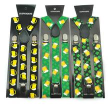 Men Women Suspenders For Trousers Pants Holder Brand design mix Yellow Beer Glass Cup Green Leaf Braces Strap 3 Clips Elastic 2024 - buy cheap