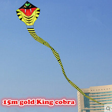 New High Quality Outdoor Fun Sports 15 m Gold Long Snake Kites/Power Cobra Kite  With Handle Line Good Flying 2024 - buy cheap