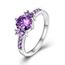 Hot European And American Purple Crystal Ring Silver plated color Rings For Women Jewelry Anel Anillos Aneis Bague Jewellery 2024 - buy cheap