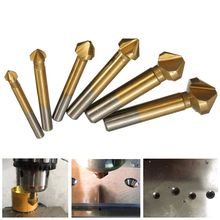 6pcs/Set 3 Flute HSS Hard Metals Titanium Three Edge Chamfer Chamfering End Mill Cutter Bit Drill Bit Countersink Set 2024 - buy cheap