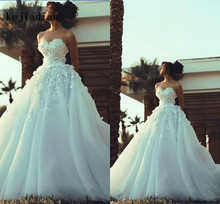 Tule rendas vestidos de casamento flores sexy vestido de baile princesa vestido de noiva vestido de noiva vestido de noiva 2020 árabe robe de mariage 2024 - compre barato