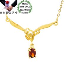 MHXFC Wholesale European Fashion Woman Female Party Wedding Gift Red Water Drop AAA Zircon Real 24KT Gold Pendant Necklace NL179 2024 - buy cheap