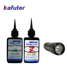 Hot Sale 2pcs 50g K-302/K-303 kafuter UV glue+portable UV flashlight uv curing adhesive Acrylic transparent plastic glass glue 2024 - buy cheap