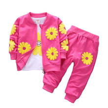 Spring Autumn Baby Girl Cotton Sport Suit Toddler Kids Clothes Children Infant Flowers Hoodies Jacket Trousers Pant Casual Set 2024 - buy cheap