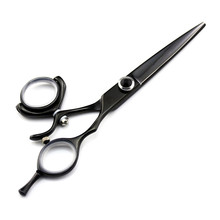 Tesoura de cabelo, tesoura profissional preta de aço japonesa com 6 polegadas para corte de cabelo, barbeiro e cabelereiro 2024 - compre barato