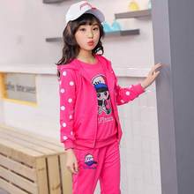 2019 New Big Girls Coat+t Shirt+pant 3 Pc Sport Sets Children Clothes Sets Spring and Autumn Leisure Girls Cartoon Clothing 2024 - buy cheap