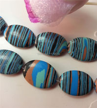 Miçangas soltas oval para meninas, acessórios de pedra de peru azul 13x18mm para colar e pulseira de 15 "zh0215 2024 - compre barato