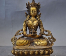 6 "viejo templo budista del Tíbet bronce dorado de la longevidad de la diosa estatua de Buda Amitayus 2024 - compra barato
