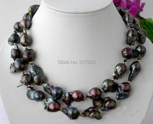 big 34" 26mm baroque black keshi reborn pearl necklace 2024 - buy cheap