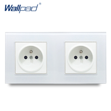 Dual French Socket Wallpad Crystal Glass Panel 110V-250V 10A-16A 172*86mm Double EU French Standard 16A Wall Socket Power Outlet 2024 - buy cheap