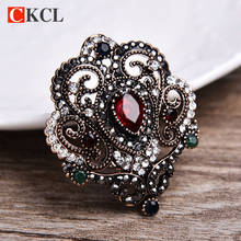 CKCL New Style Vintage Turkish Brooch Women Retro Gold Color Flower Resin Crystal Broches Brooch Ladies Lapel Hijab Corsage Pin 2024 - buy cheap
