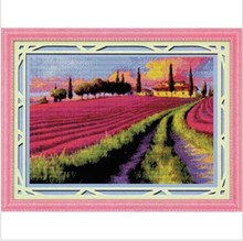 Embroidery Package Free Shipping  Cross Stitch  Best Quality---Luxurious Lavender Flowers Plants Tree Cabin Field Top grade  New 2024 - buy cheap