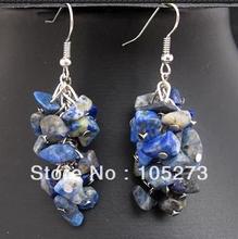 New Arriver Natural Gem Stone Jewelry 4-10mm Blue Lapis Nugget Shaper Semi-Precious Stones S925 Sterling Silvers Dangle Earrings 2024 - buy cheap