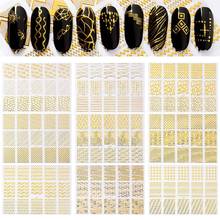 Mtssii 1Sheet Gold Geometric Pattern Nail Art Stickers Decals 3D Designs Manicure Decoration Tools DIY Nail Art Tips Accessories 2024 - buy cheap