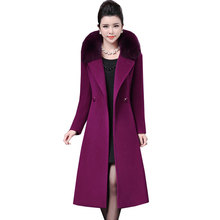 Double sided cashmere Fox fur collar Women Parka Winter New Long Purple Wool Coat Plus size Thick Tops Woolen Jacket Female Z567 2024 - buy cheap