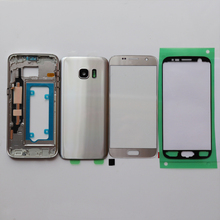 Samsung-tela de vidro para galaxy s7 g930, g930f, g935 e g935f, chassi da placa intermediária, capa traseira, vidro e adesivo 2024 - compre barato