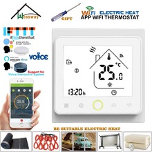 Termostato elétrico com wi-fi para aquecimento de piso, 16a, filme de aquecimento, dual para funciona com alexa e google home 2024 - compre barato