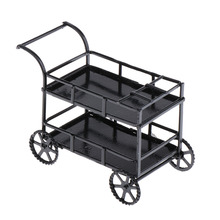 Cochecito balancín de Metal en miniatura para casa de muñecas, carrito de comedor, color negro, 1/12 2024 - compra barato