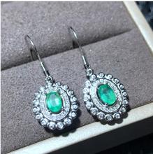 Emerald earring Free shipping Natural real emerald 925 sterling silver 2024 - buy cheap