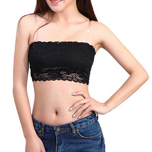 New Sexy Ladies Full Lace Stretch Padded Strapless Bra Bandeau Seamless Casual Floral Lace Tube-Top Cropped Underwear 4 Colors 2024 - buy cheap