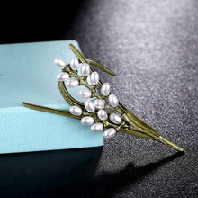 Zlxgirl broche de pérola perfeito para homens, joias com pino de pérola, acessório de moda flor de trigo, broche verde hijab, joias para chapéus 2024 - compre barato