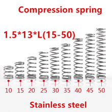 Micro resorte de compresión pequeño de acero inoxidable, muelle de 1,5mm, 1,5x13x10/15/20/25/30/35/40/45/50mm, 10 unids/lote 2024 - compra barato