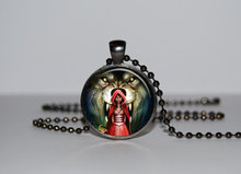 Steampunk handmade Movie lovely Little Red Riding Hood Necklace 1pcs/lot bronze steel Glass Pendant jewelry alice in wonderland 2024 - buy cheap