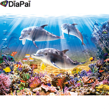 Pintura de diamante DIAPAI 5D DIY 100% cuadrado completo/taladro redondo "delfín Animal" bordado de diamantes punto de cruz 3D decoración A23379 2024 - compra barato