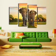 High quality Printing Painting On Canvas African Scenery picture wall decor landscape paintings free shipping 4 panel wall art 2024 - buy cheap