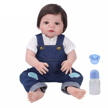 Boneca reborn bebê 23 "57cm, vinil de silicone, boneca reborn bebê menino, brinquedo para crianças pequenas 2024 - compre barato