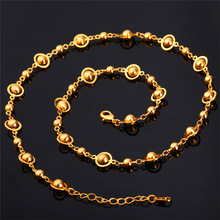 Beads Chain Necklace For Men/Women Fashion Jewelry Wholesale  Gold/Silvery Jewelry Gift  50CM+5CM 22'' N1170 2024 - buy cheap