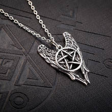 Supernatural Necklace Pentagram Pentacle Castiel Angel Wings Vintage Antique Silver Pendant Jewelry For Men And Women Wholesale 2024 - buy cheap