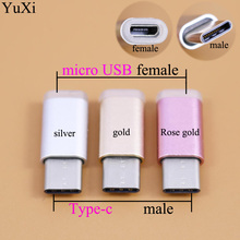 Yuxi conector macho usb 3.1 tipo-c, conector universal para micro usb fêmea, conversor de dados, dispositivo preto 2024 - compre barato